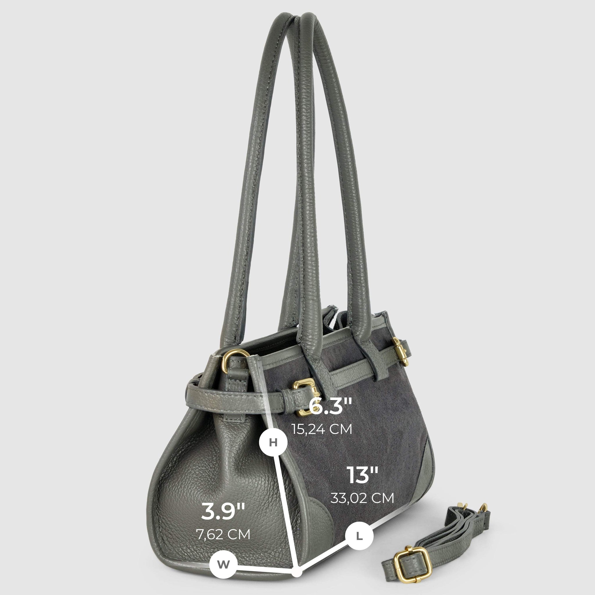 Italian Genuine Suede & Full-Grain Leather Shoulder Bag | Lodi - TAKEASY - Flyclothing LLC