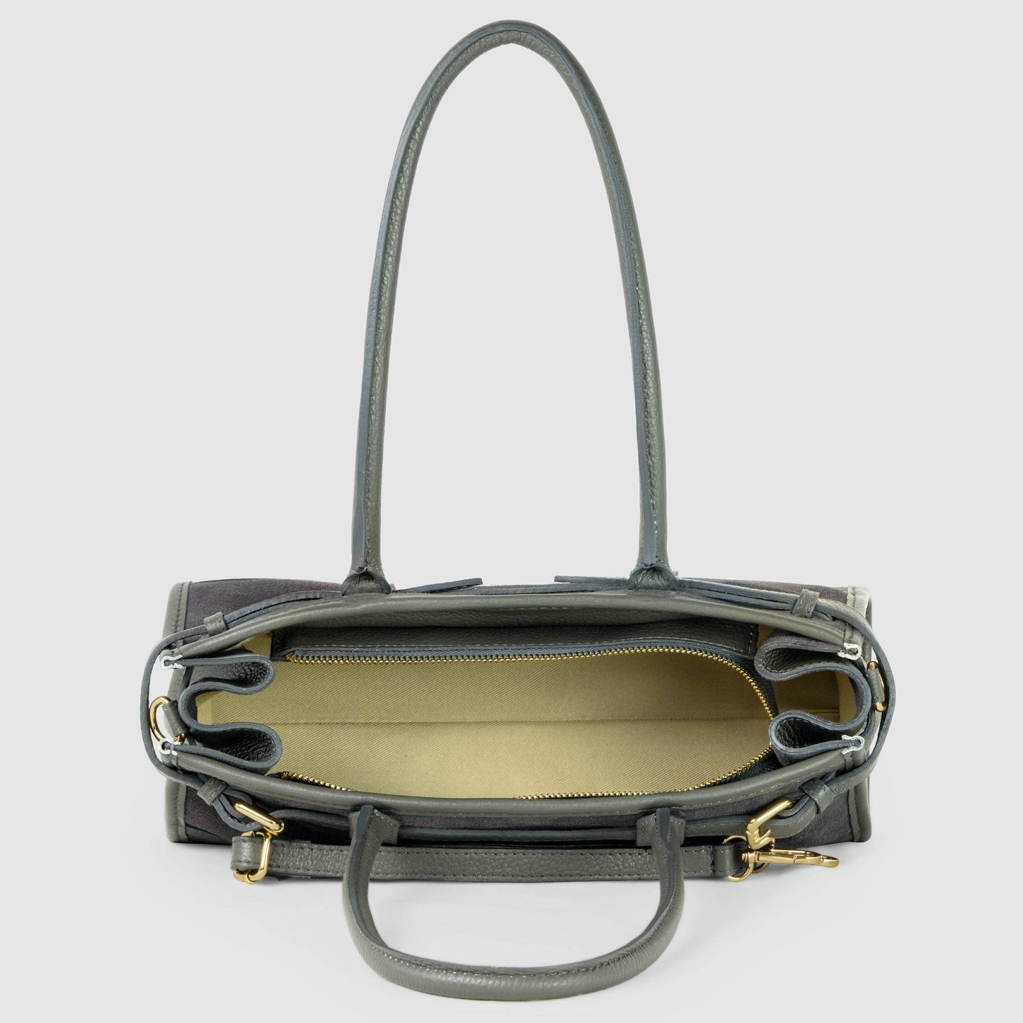 Italian Genuine Suede & Full-Grain Leather Shoulder Bag | Lodi - TAKEASY - Flyclothing LLC