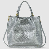 Italian Genuine Basketweave-Embossed Metallic Suede Top-Handle Bag | Imperia - TAKEASY - Flyclothing LLC