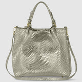 Italian Genuine Basketweave-Embossed Metallic Suede Top-Handle Bag | Imperia - TAKEASY - Flyclothing LLC