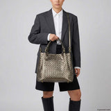 Italian Genuine Woven-Embossed Metallic Suede Top-Handle Bag | Savona - TAKEASY - Flyclothing LLC