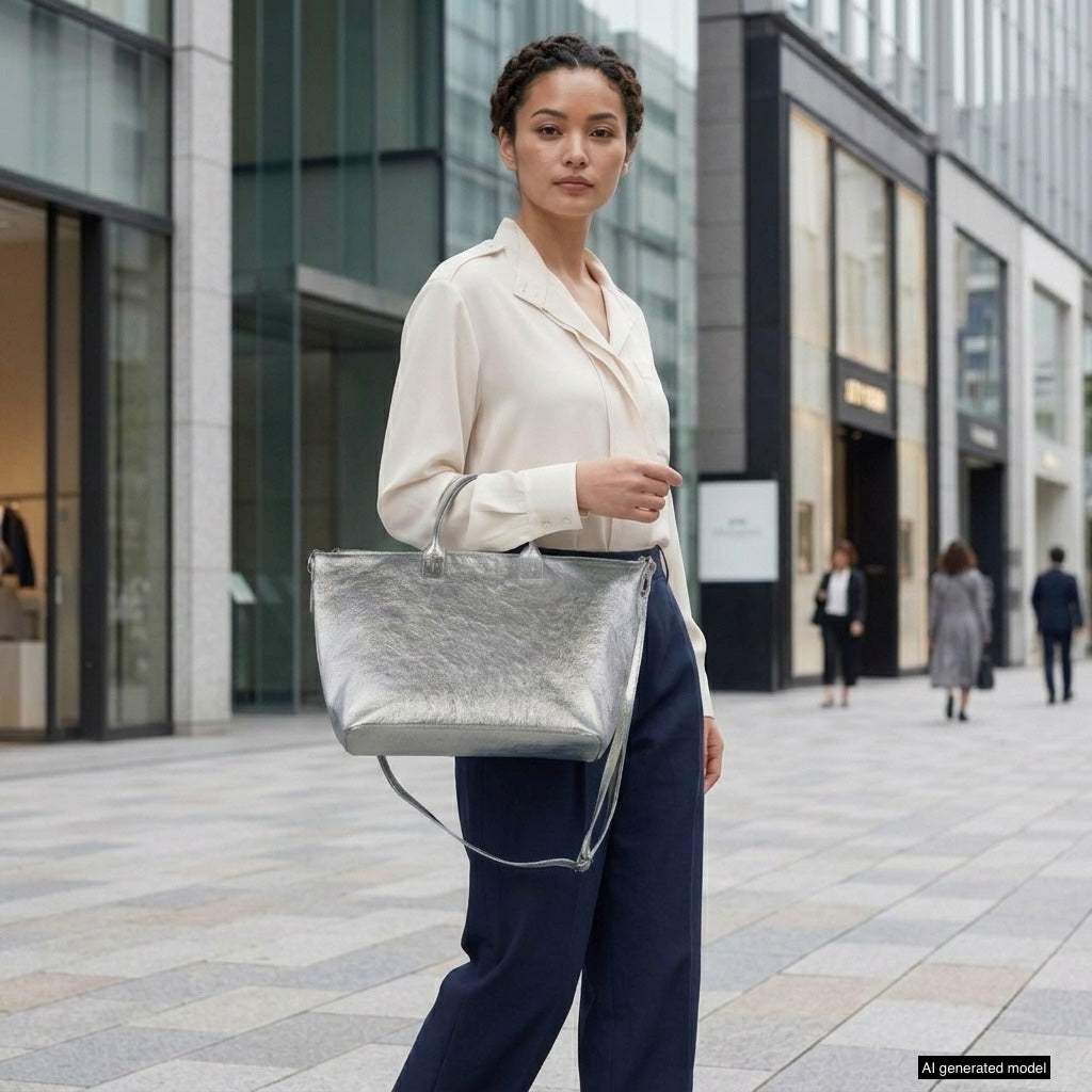 Italian Genuine Metallic Suede Top-Handle Bag 112334 - TAKEASY - Flyclothing LLC