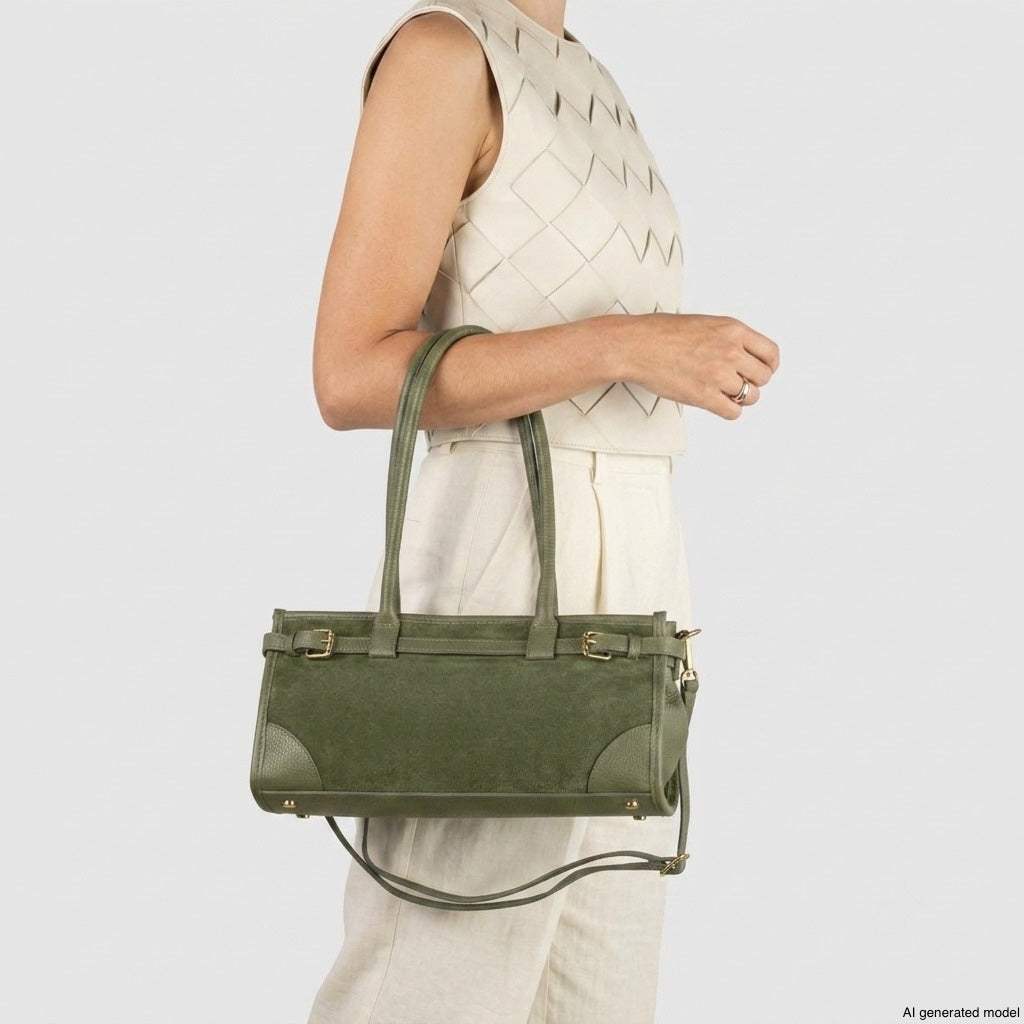 Italian Genuine Suede & Full-Grain Leather Shoulder Bag | Lodi - TAKEASY - Flyclothing LLC