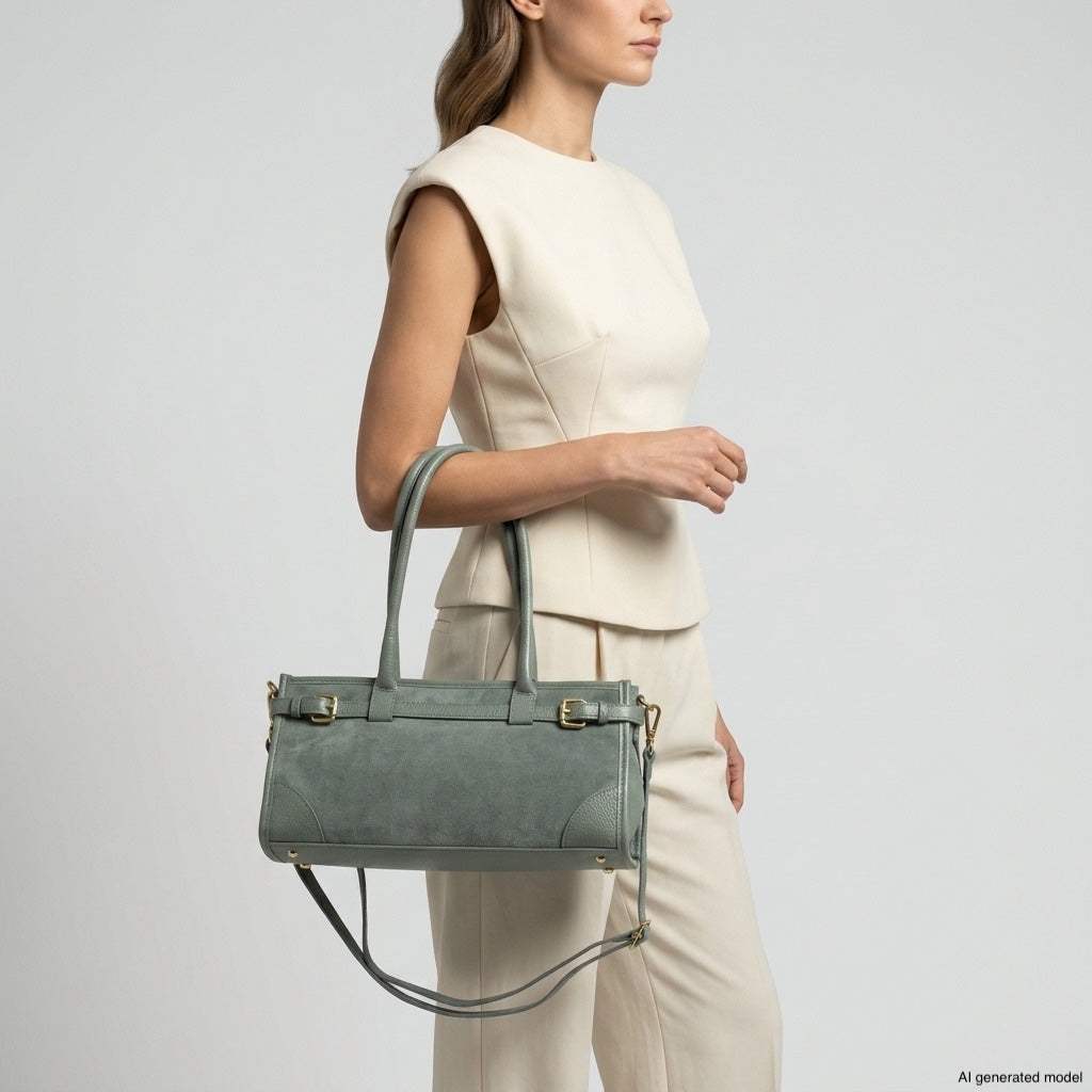 Italian Genuine Suede & Full-Grain Leather Shoulder Bag | Lodi - TAKEASY - Flyclothing LLC