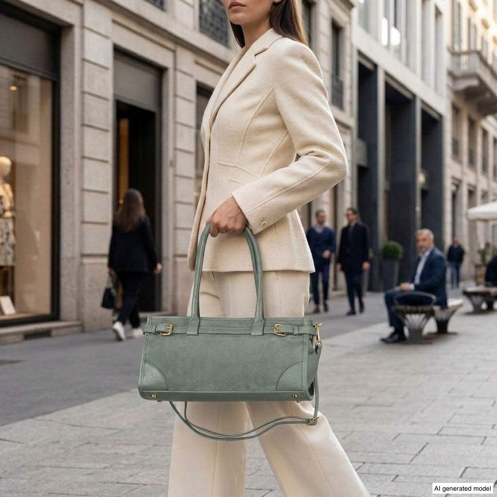 Italian Genuine Suede & Full-Grain Leather Shoulder Bag | Lodi - TAKEASY - Flyclothing LLC