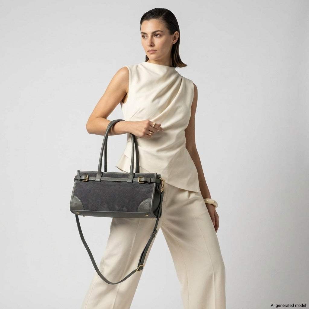 Italian Genuine Suede & Full-Grain Leather Shoulder Bag | Lodi - TAKEASY - Flyclothing LLC