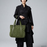 Italian Genuine Suede & Full-Grain Leather Tote Bag | Varese - TAKEASY - Flyclothing LLC