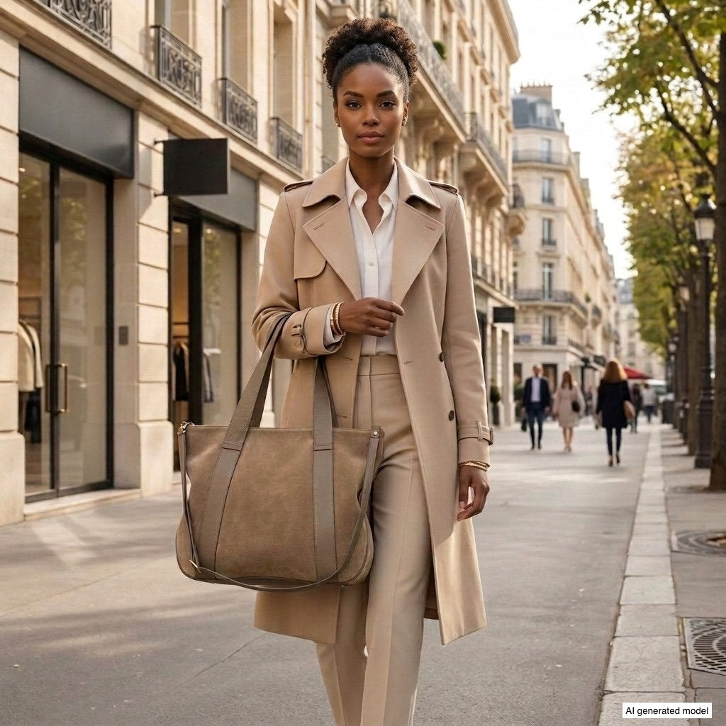 Italian Genuine Suede & Full-Grain Leather Tote Bag | Varese - TAKEASY - Flyclothing LLC
