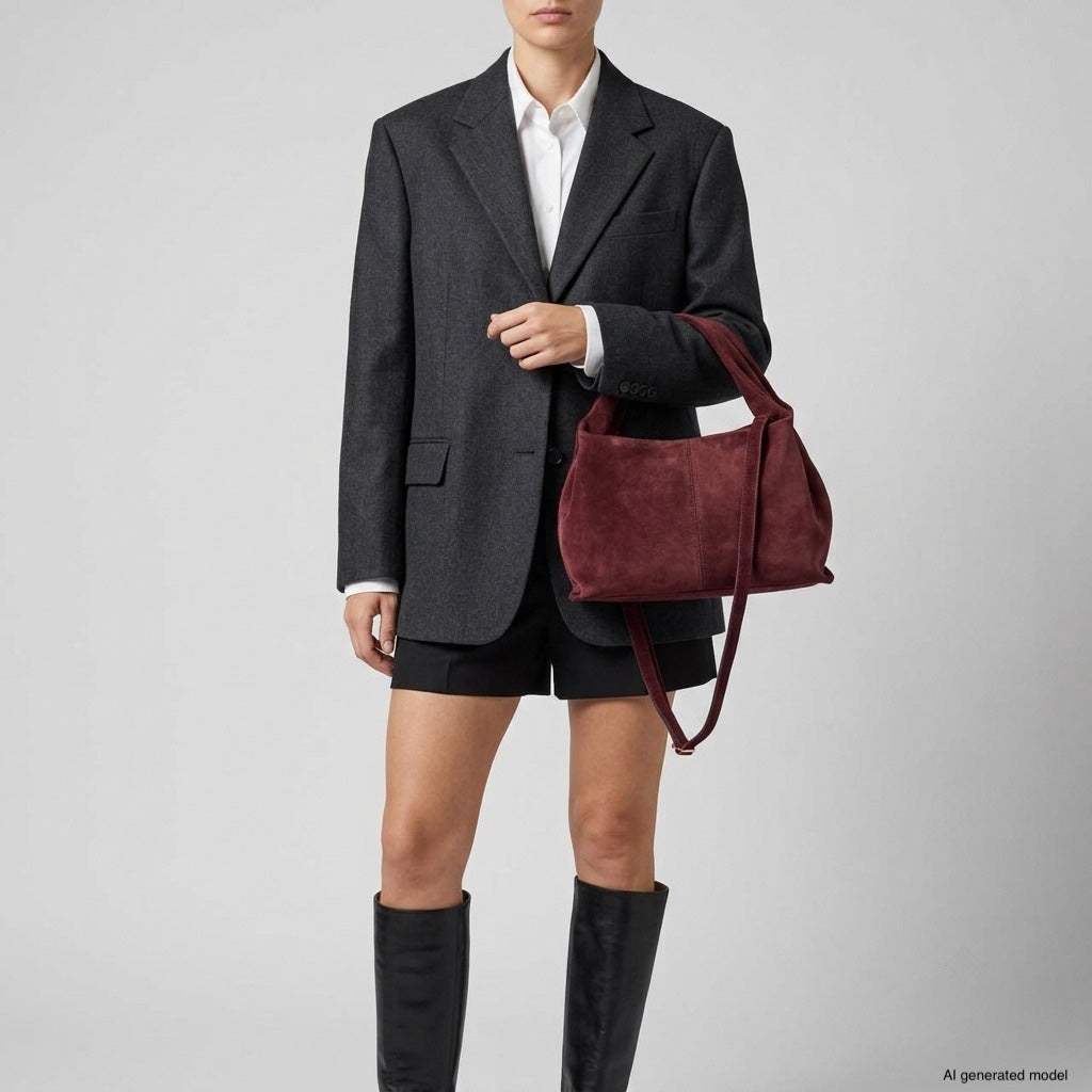 Italian Genuine Suede Shoulder Bag | Ferrara - TAKEASY - Flyclothing LLC
