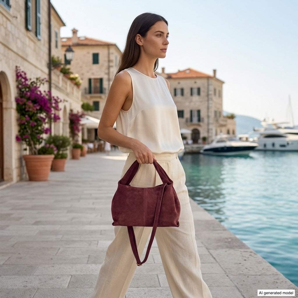 Italian Genuine Suede Shoulder Bag | Ferrara - TAKEASY - Flyclothing LLC