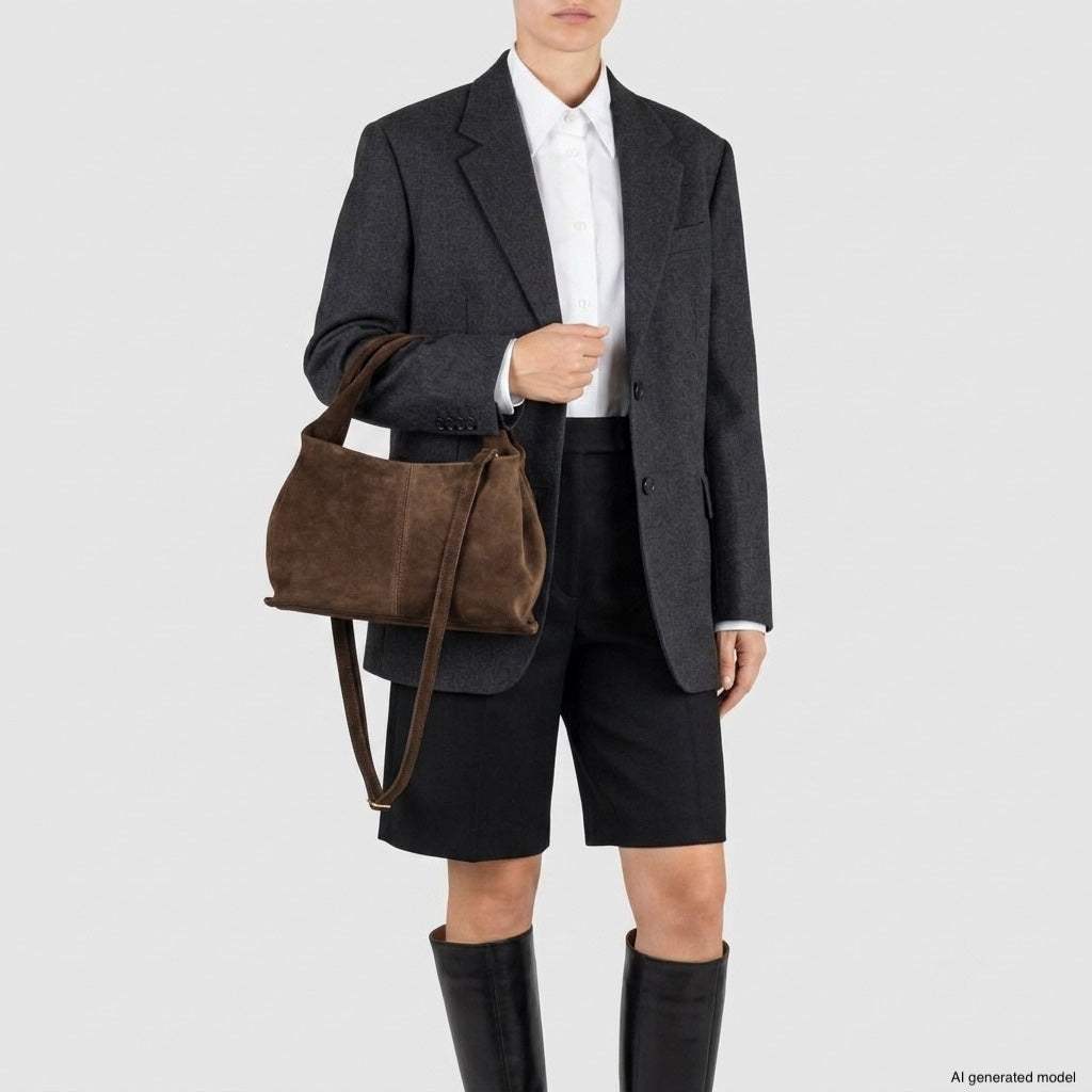 Italian Genuine Suede Shoulder Bag | Ferrara - TAKEASY - Flyclothing LLC