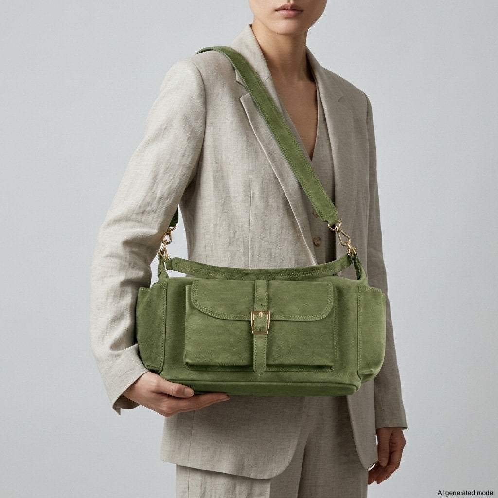 Italian Genuine Suede Shoulder Bag | Sondrio - TAKEASY - Flyclothing LLC