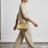 Italian Genuine Weave Metallic Suede Crossbody Bag 171522