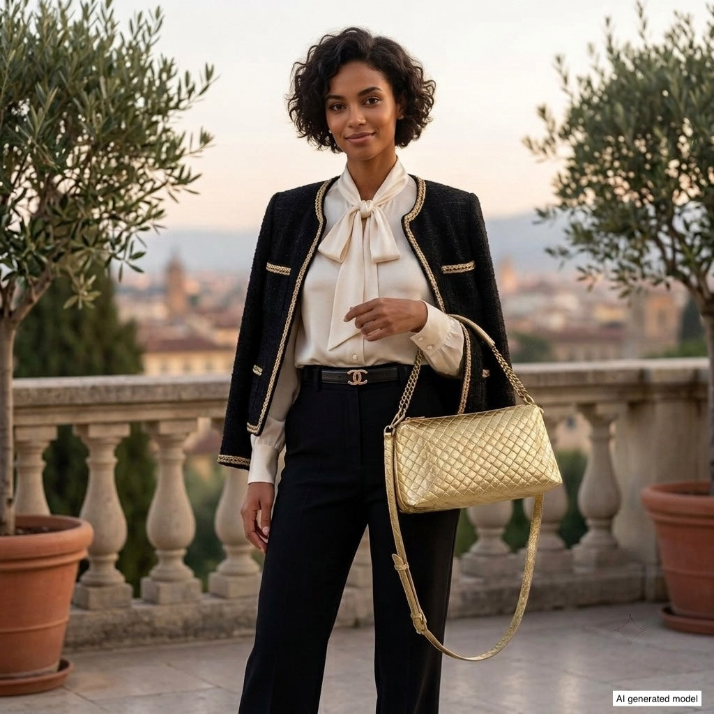 Italian Genuine Weave Metallic Suede Crossbody Bag 171522
