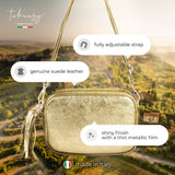 Italian Genuine Metallic Suede Crossbody Bag | Gubbio