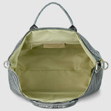 Italian Genuine Basketweave-Embossed Metallic Suede Top-Handle Bag | Treviso