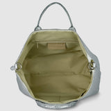 Italian Genuine Basketweave-Embossed Metallic Suede Top-Handle Bag | Treviso