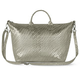 Italian Genuine Basketweave-Embossed Metallic Suede Top-Handle Bag | Treviso - TAKEASY - Flyclothing LLC