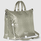 Italian Genuine Basketweave-Embossed Metallic Suede Top-Handle Bag | Treviso - TAKEASY - Flyclothing LLC