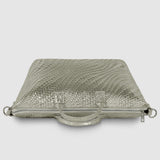 Italian Genuine Basketweave-Embossed Metallic Suede Top-Handle Bag | Treviso - TAKEASY - Flyclothing LLC