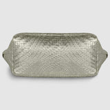 Italian Genuine Basketweave-Embossed Metallic Suede Top-Handle Bag | Treviso - TAKEASY - Flyclothing LLC
