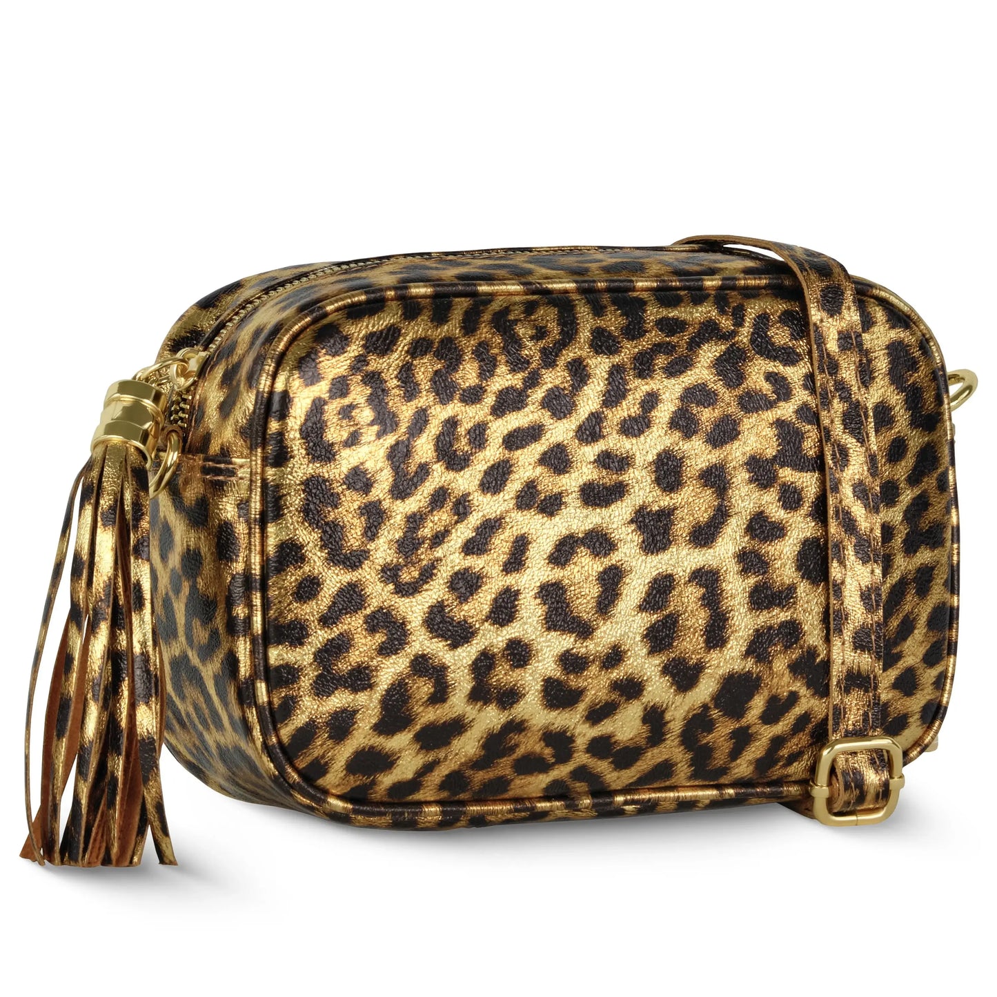 Italian Genuine Leopard-Print Metallic Suede Crossbody Bag 231302 - TAKEASY - Flyclothing LLC