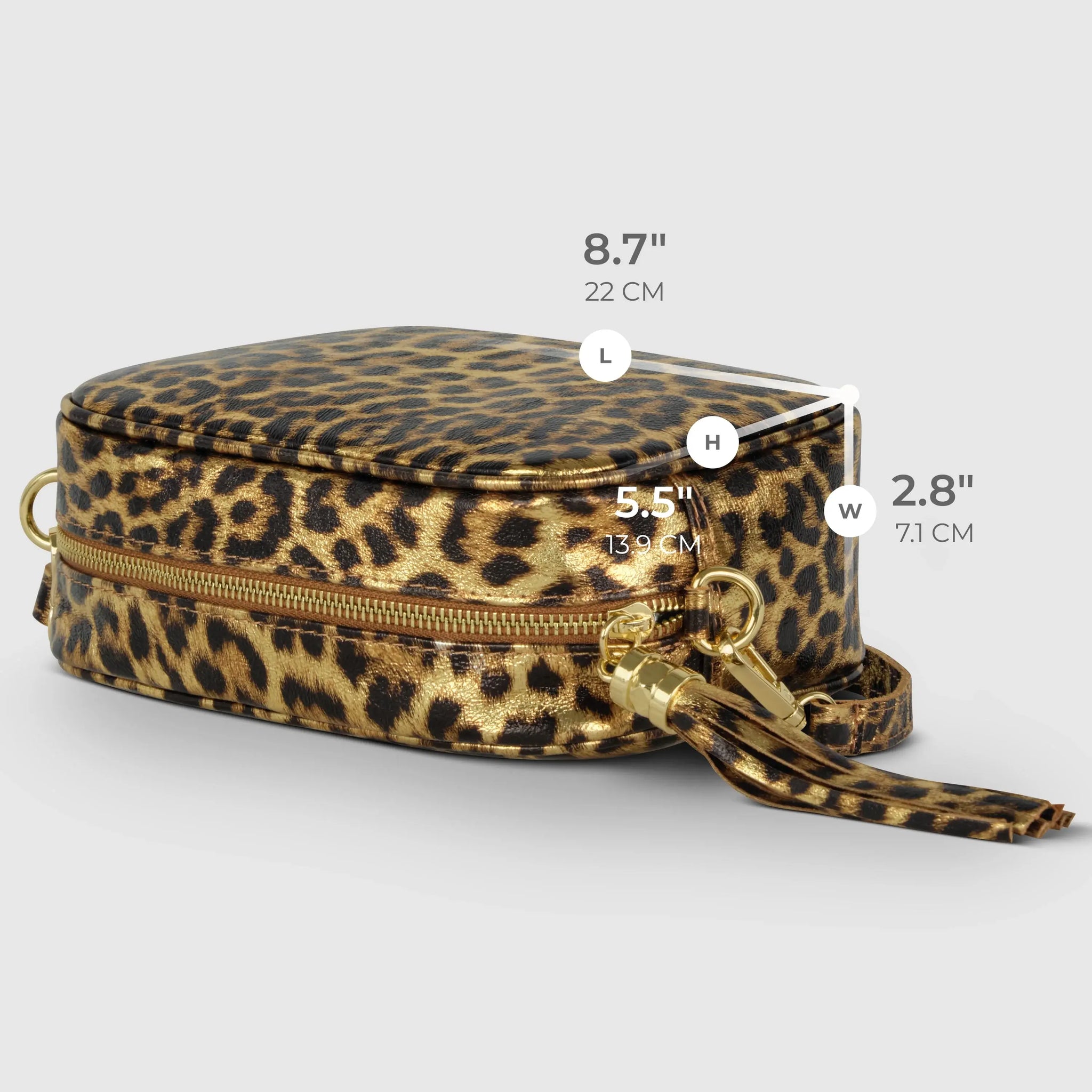 Italian Genuine Leopard-Print Metallic Suede Crossbody Bag 231302 - TAKEASY - Flyclothing LLC