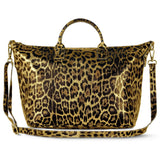 Italian Genuine Leopard-Print Metallic Suede Top-Handle Bag 112334 - TAKEASY - Flyclothing LLC