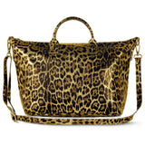 Italian Genuine Leopard-Print Metallic Suede Top-Handle Bag 112334 - TAKEASY - Flyclothing LLC