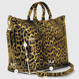 Italian Genuine Leopard-Print Metallic Suede Top-Handle Bag 112334 - TAKEASY - Flyclothing LLC