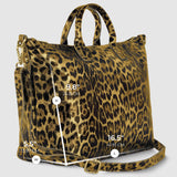 Italian Genuine Leopard-Print Metallic Suede Top-Handle Bag 112334 - TAKEASY - Flyclothing LLC