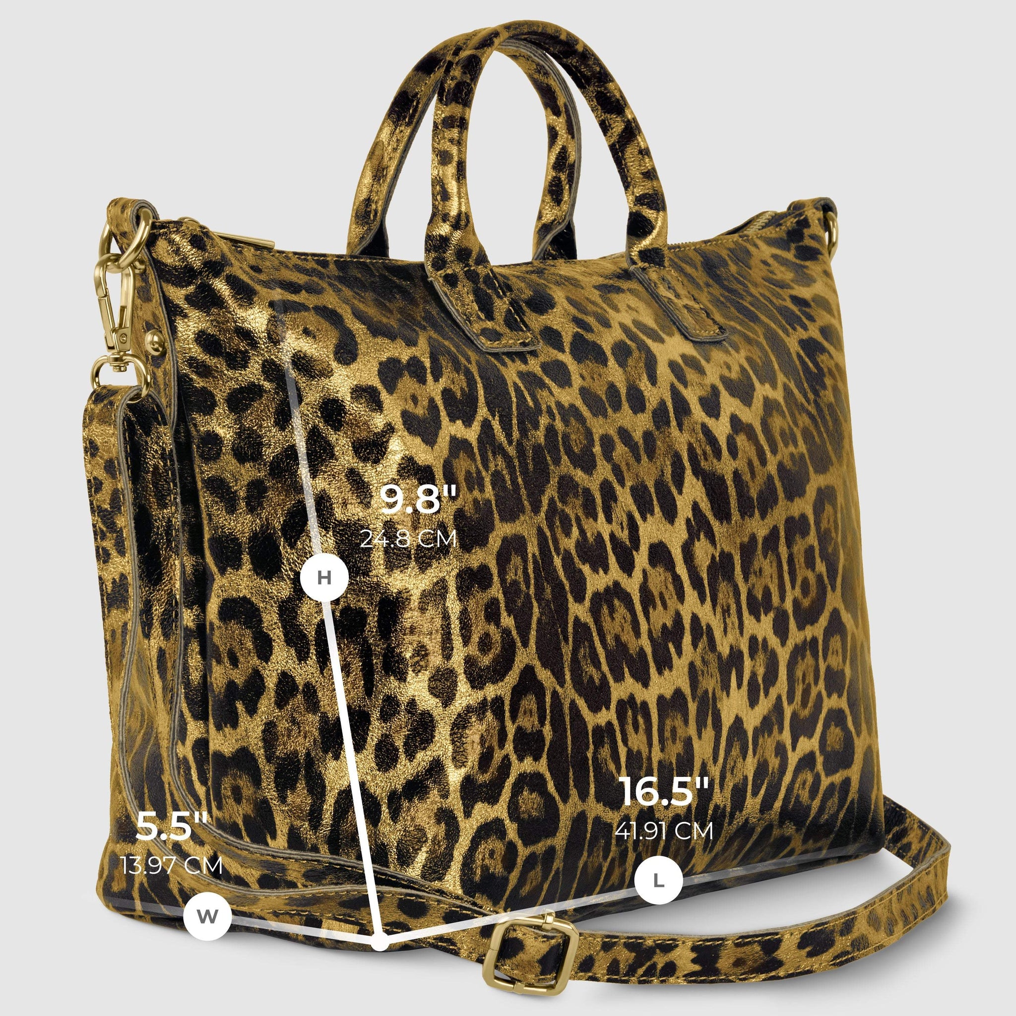 Italian Genuine Leopard-Print Metallic Suede Top-Handle Bag 112334 - TAKEASY - Flyclothing LLC