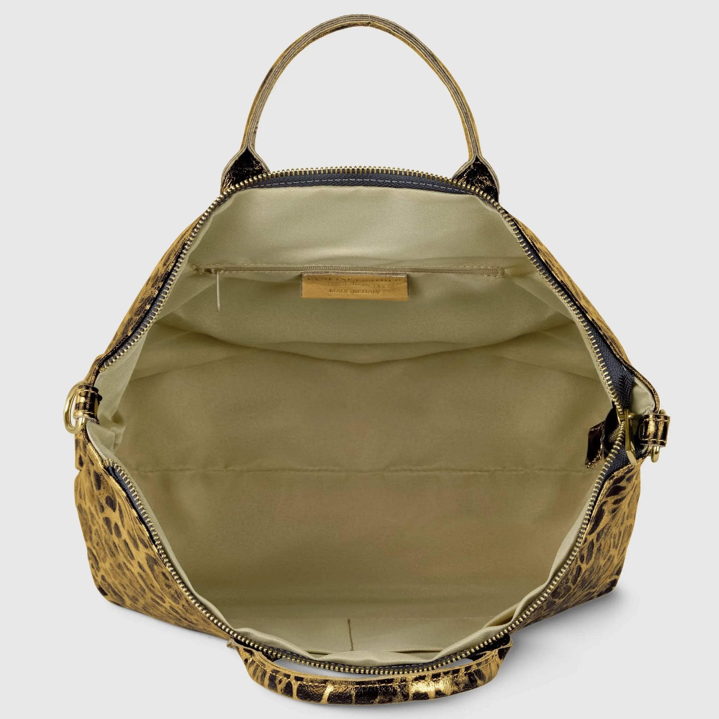 Italian Genuine Leopard-Print Metallic Suede Top-Handle Bag 112334 - TAKEASY - Flyclothing LLC