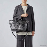 Italian Genuine Leopard-Print Metallic Suede Top-Handle Bag 112334 - TAKEASY - Flyclothing LLC