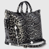 Italian Genuine Leopard-Print Metallic Suede Top-Handle Bag 112334 - TAKEASY - Flyclothing LLC