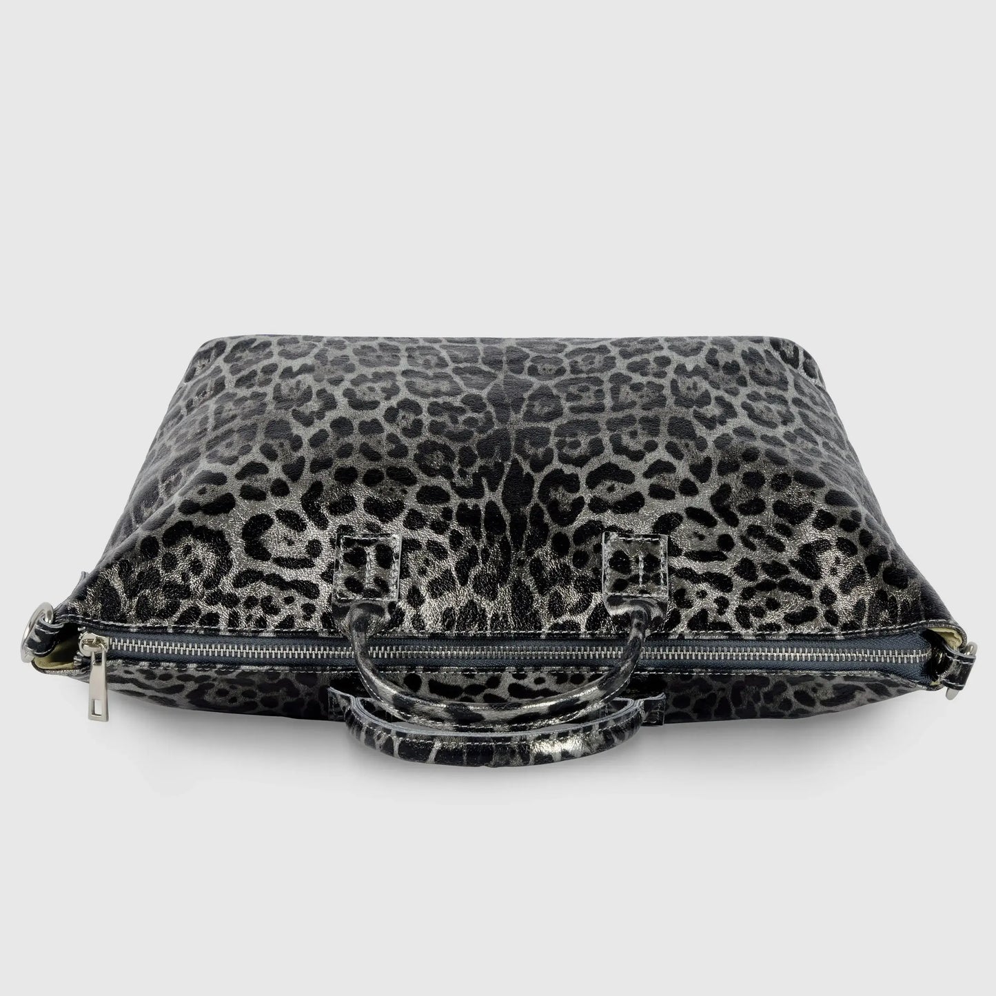 Italian Genuine Leopard-Print Metallic Suede Top-Handle Bag 112334 - TAKEASY - Flyclothing LLC