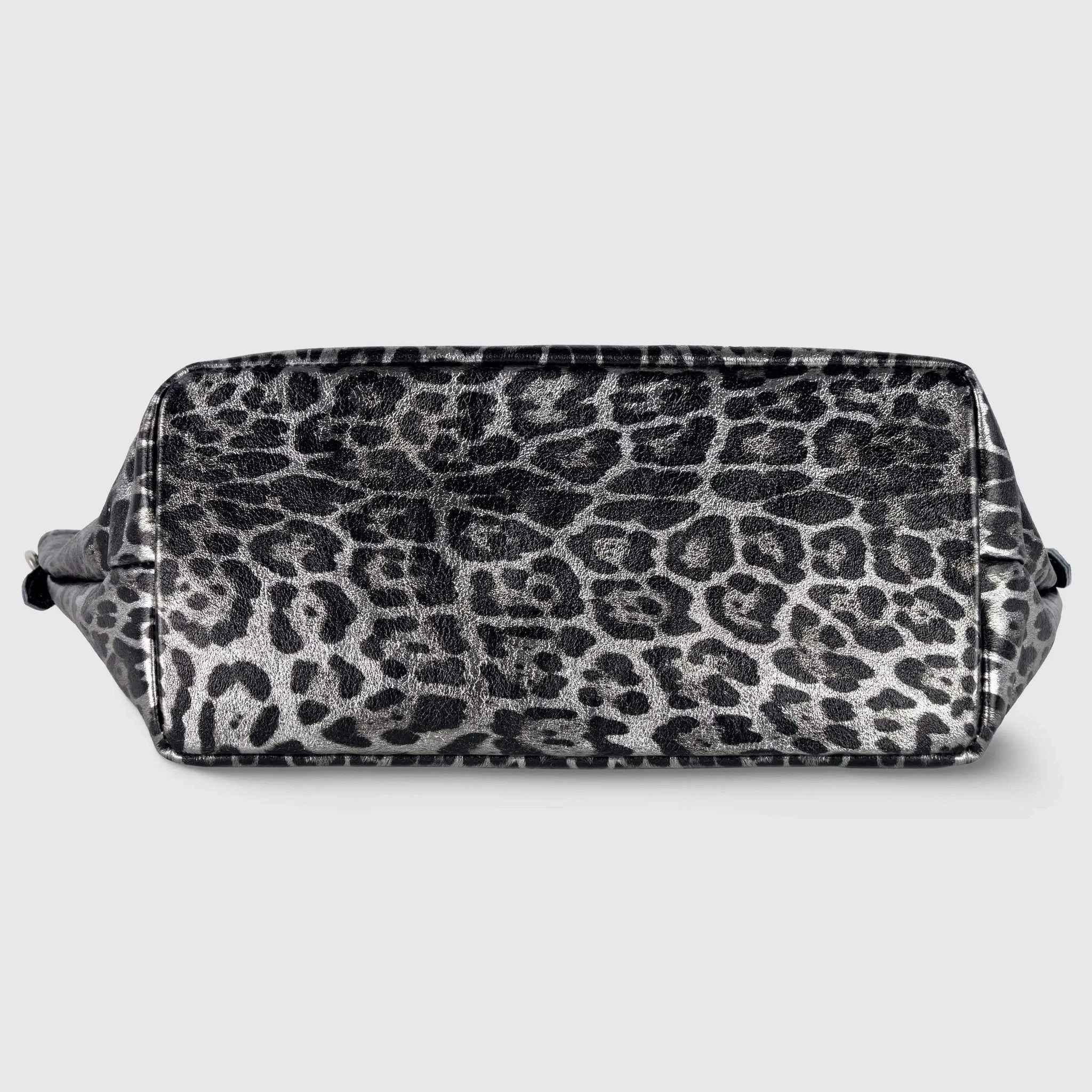 Italian Genuine Leopard-Print Metallic Suede Top-Handle Bag 112334 - TAKEASY - Flyclothing LLC