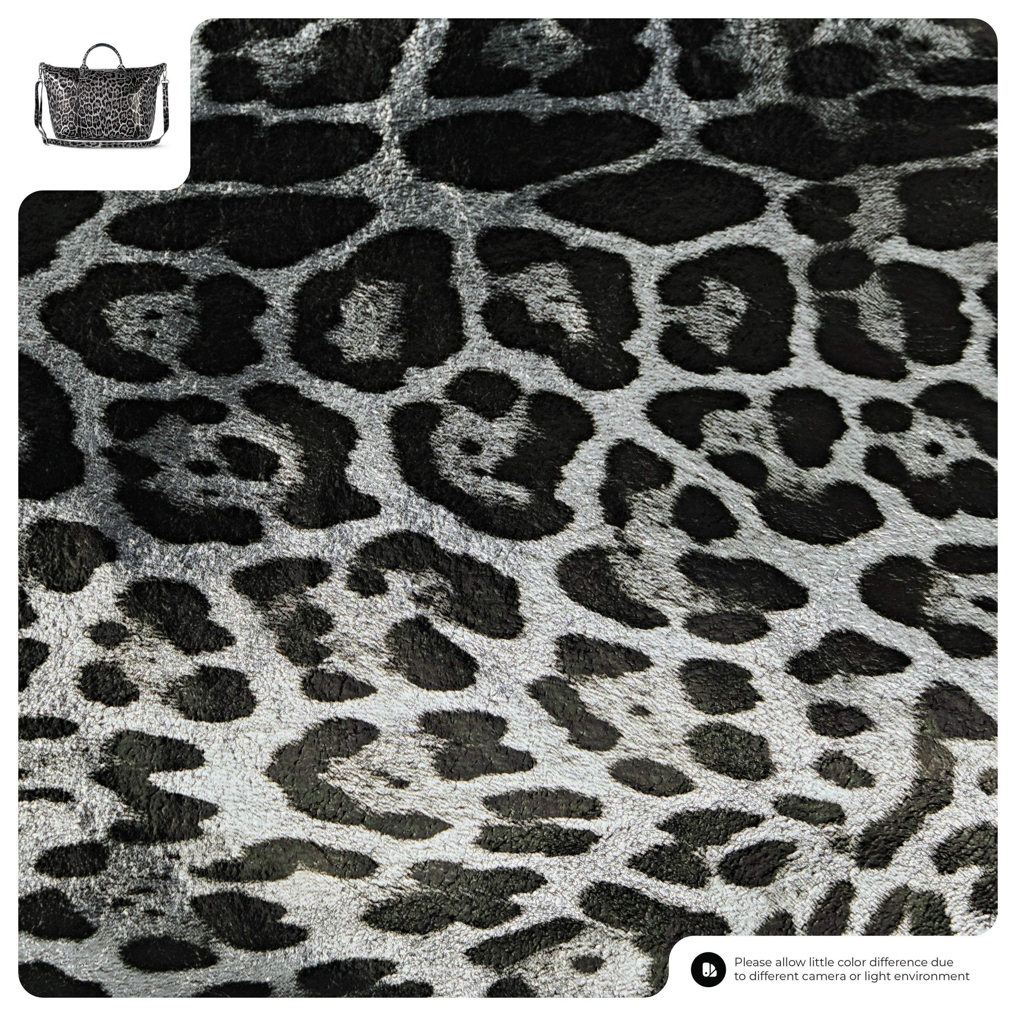 Italian Genuine Leopard-Print Metallic Suede Top-Handle Bag 112334 - TAKEASY - Flyclothing LLC