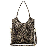 Italian Genuine Leopard-Print Metallic Suede Tote Bag 191722 - TAKEASY - Flyclothing LLC