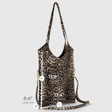 Italian Genuine Leopard-Print Metallic Suede Tote Bag 191722 - TAKEASY - Flyclothing LLC