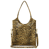 Italian Genuine Leopard-Print Metallic Suede Tote Bag 191722 - TAKEASY - Flyclothing LLC