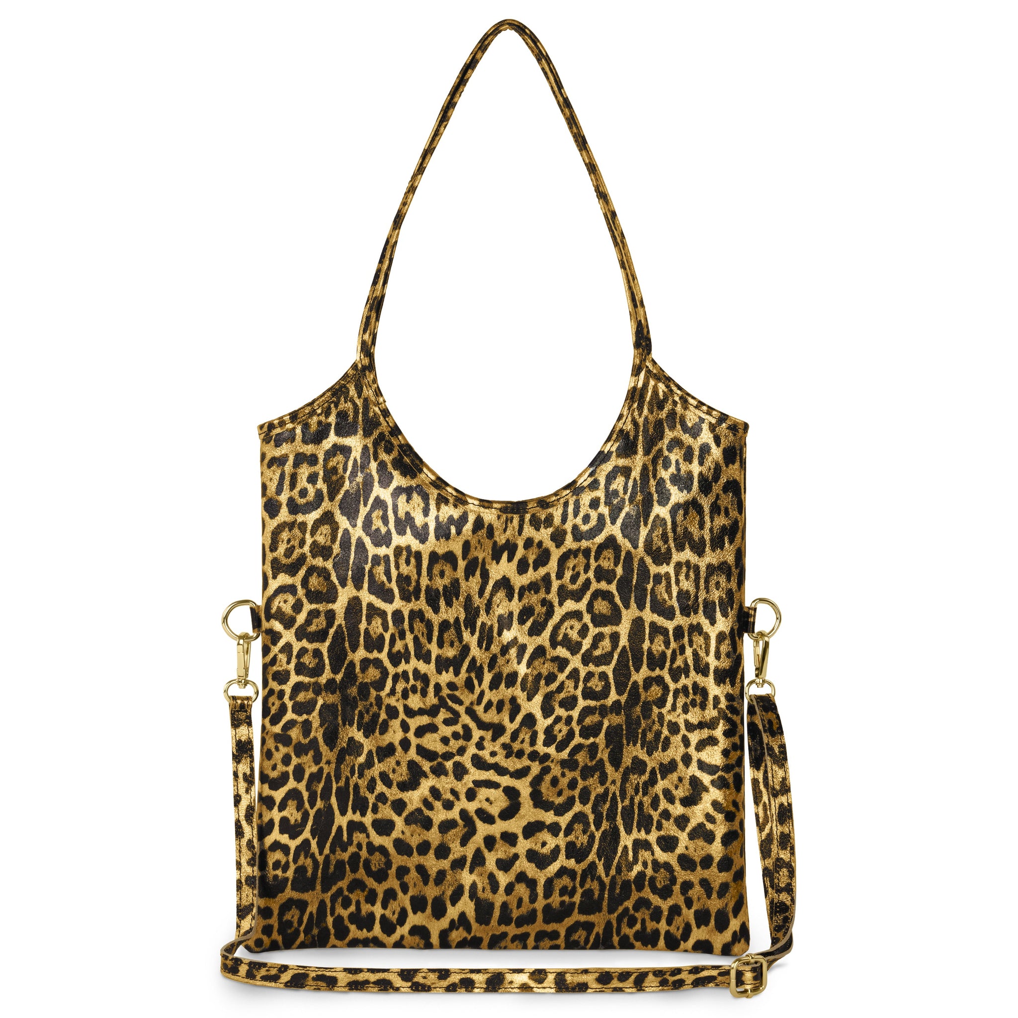 Italian Genuine Leopard-Print Metallic Suede Tote Bag 191722 - TAKEASY - Flyclothing LLC