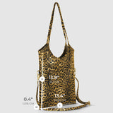 Italian Genuine Leopard-Print Metallic Suede Tote Bag 191722 - TAKEASY - Flyclothing LLC