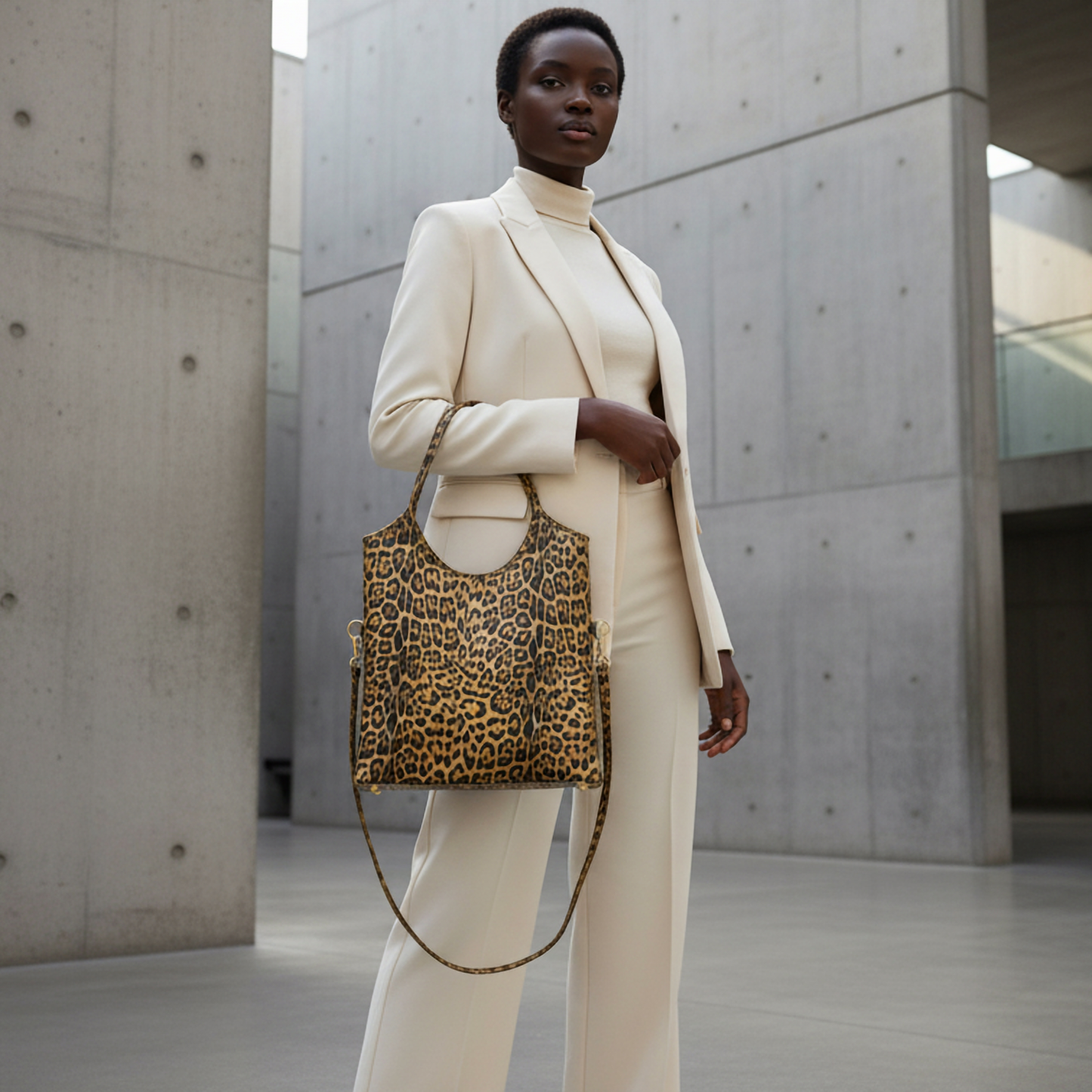 Italian Genuine Leopard-Print Metallic Suede Tote Bag 191722 - TAKEASY - Flyclothing LLC