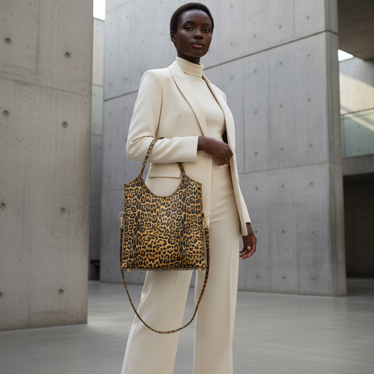 Italian Genuine Leopard-Print Metallic Suede Tote Bag 191722 - TAKEASY - Flyclothing LLC
