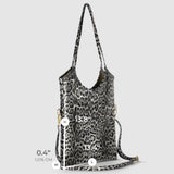 Italian Genuine Leopard-Print Metallic Suede Tote Bag 191722 - TAKEASY - Flyclothing LLC