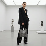 Italian Genuine Leopard-Print Metallic Suede Tote Bag 191722 - TAKEASY - Flyclothing LLC