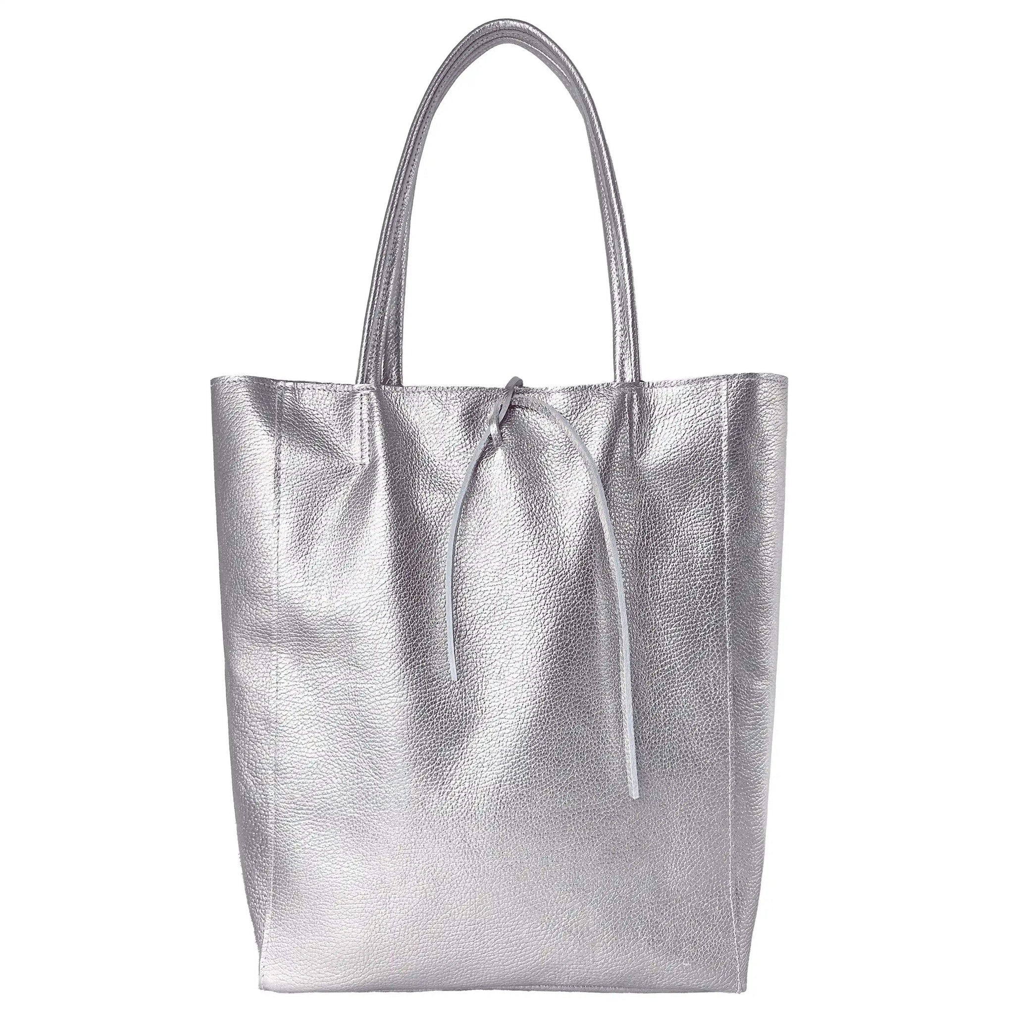 Italian Genuine Metallic Calf Leather Tote Bag 201718 - TAKEASY - Flyclothing LLC
