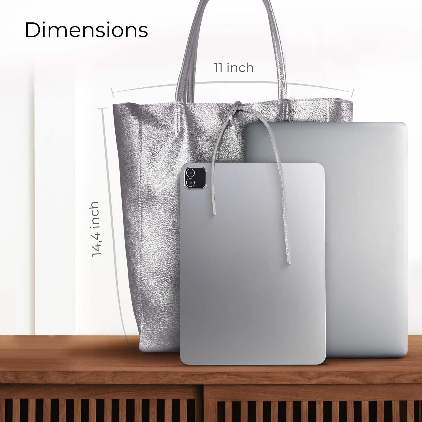 Italian Genuine Metallic Calf Leather Tote Bag 201718 - TAKEASY - Flyclothing LLC