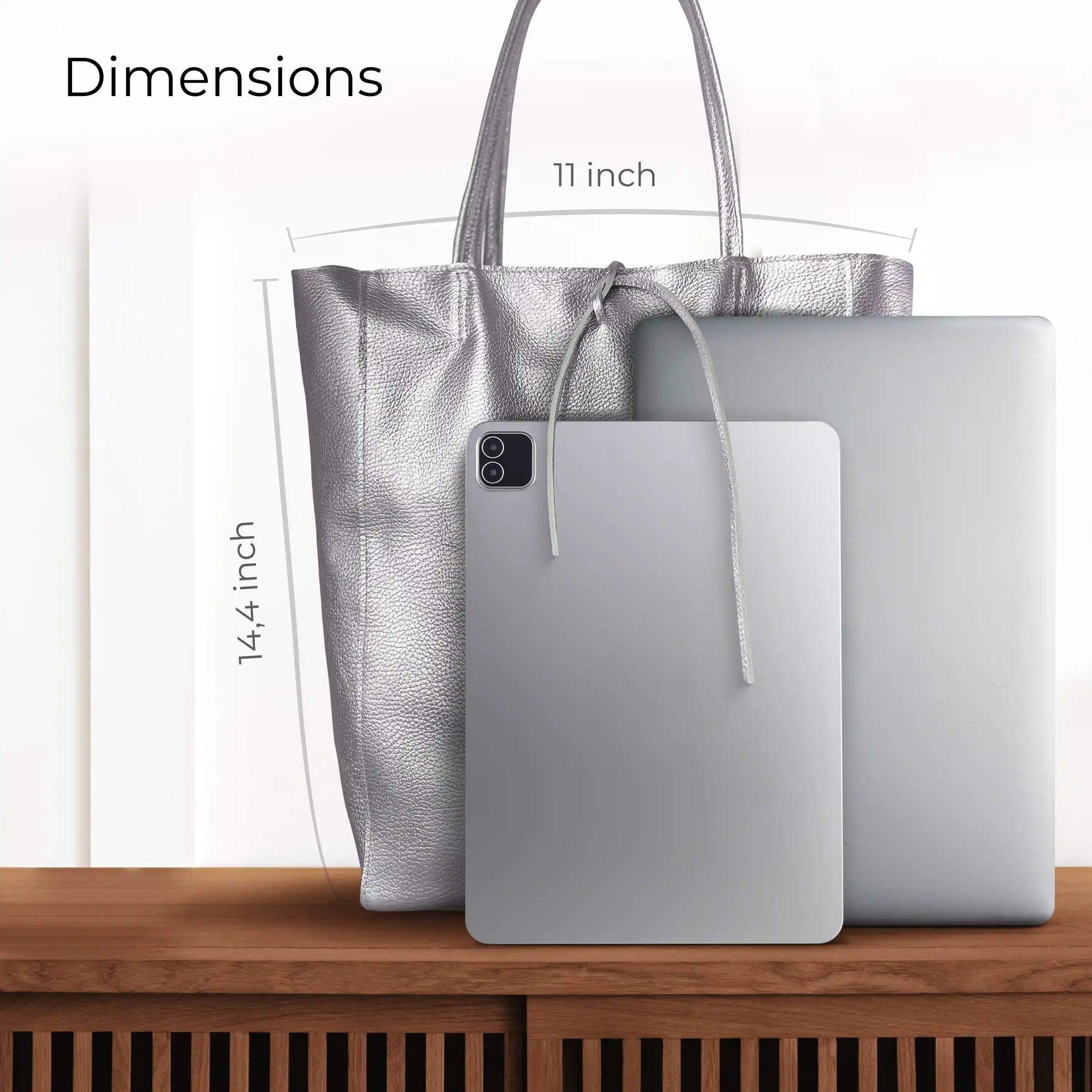 Italian Genuine Metallic Calf Leather Tote Bag 201718 - TAKEASY - Flyclothing LLC